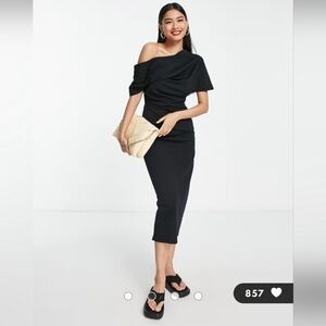 ASOS Designs Black Off-Shoulder Dress